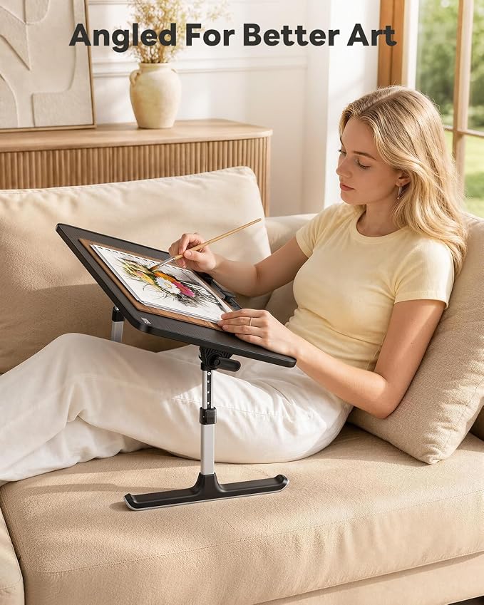 Laptop Desk for Bed, SAIJI Lap Desks Bed Trays for Eating Writing | 5 Heights, 4 Angles, Stable Folding Table for Bed Sofa Desk, Suitable for Laptops up to 17 Inches (60 x 33 cm Black)