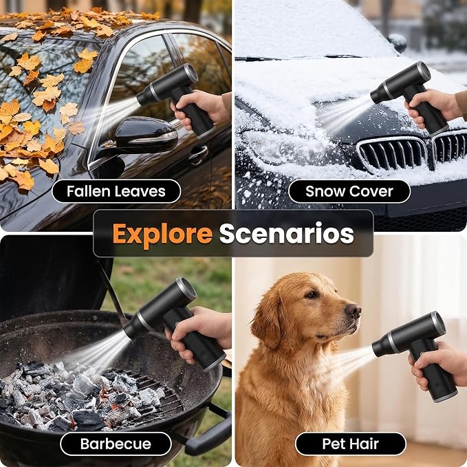 Compressed Air Duster & Vacuum Cleaner 4-in-1, 150,000RPM Powerful Electric Air Duster, Cordless Rechargeable with Adjustable Speed Handheld Air Blower for Keyboard, Car, Office, Home Electronics