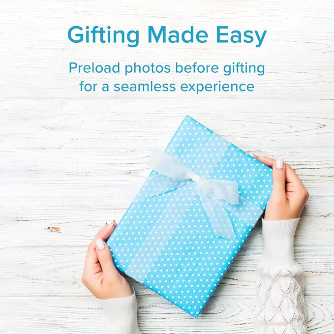 PhotoShare MyLuma LED 7” WiFi Digital Photo Frame with LEDs and Soft Touch Back Panel | Send Photo or Video from Phone to Digital Picture Frame | White Lightning Finish