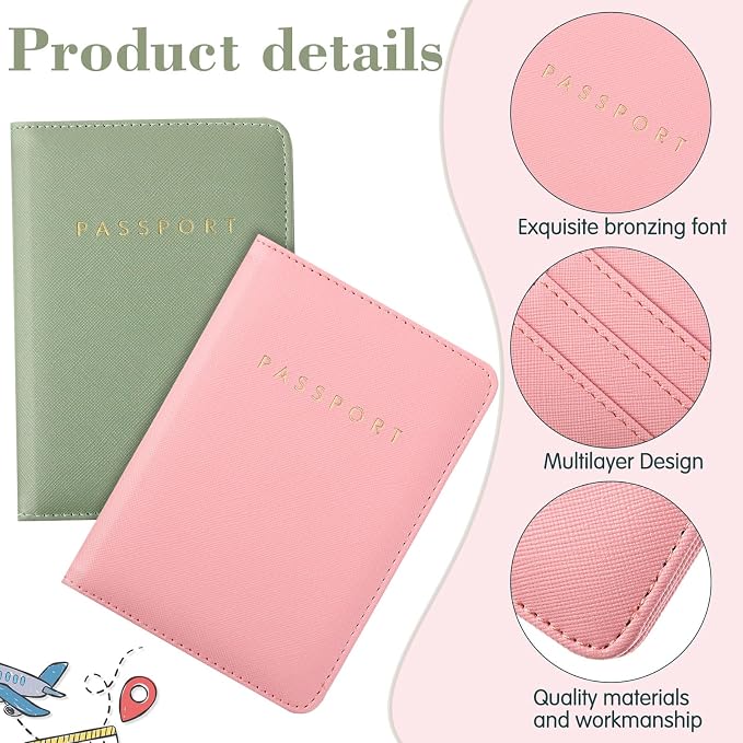 2 Pcs Passport Cover Holder for Travel Waterproof Leather Passport Wallet Case Book Travel Cruise Essentials for Women Men | 2 Pieces