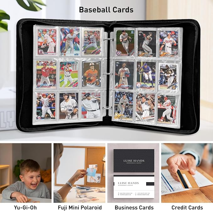 TLAZZ 990 Pockets Baseball Card Binder, Trading Card Collection Binder with 55 Removable Sleeves, Double Sided Pocket Sports Card Binder for MTG TCG Game Card