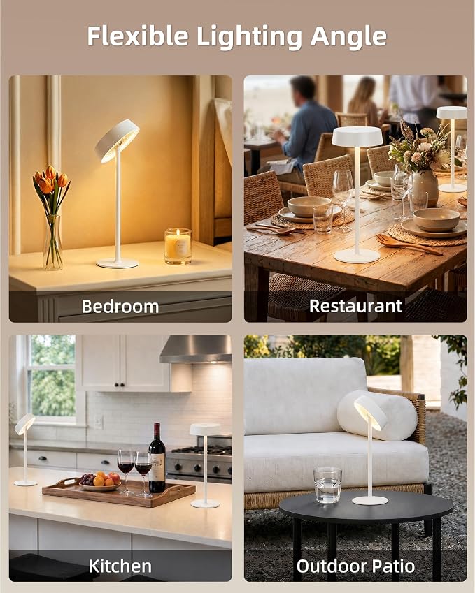 EZVALO Cordless Lamp, Rechargeable Table Lamp, Battery Operated | Portable Outdoor Waterproof, 3 Color Temps RGB, Dimmable Touch Control, LED Memory Function, Restaurant Dining Patio White2Pc