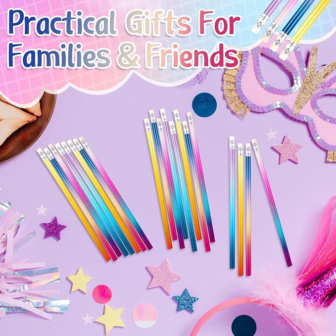 Teling 48 Pcs Mlp Pencils Theme Party Favors Fun Pencils in Bulk with Eraser Wooden Number 2 Graphite for Students Back to School Gifts Classroom Birthday Supplies