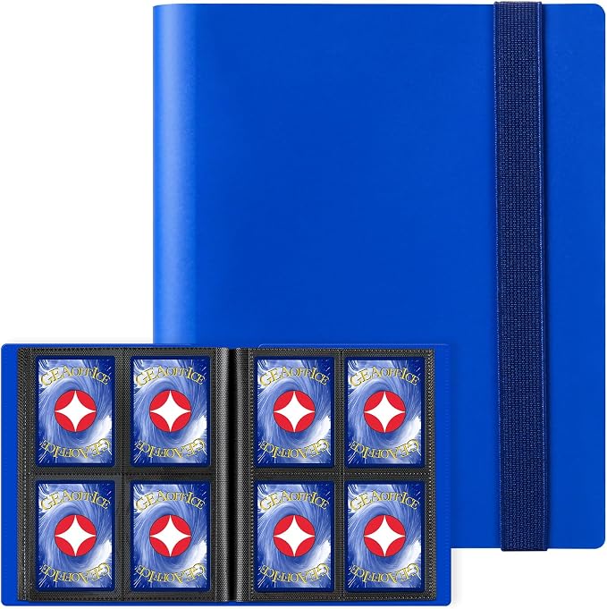 GEAoffice 4 Pocket Card Binder - Small Trading Card Collection Album Folder - 160 Side Loading Pocket Binder for TCG, MTG, Sports&Game Cards - Gifts for Card Boys (Dark Blue)
