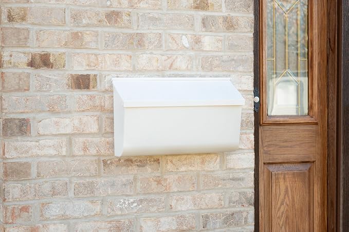 Architectural Mailboxes Woodlands Steel Wall Mount Mailbox, White, Medium | Galvanized steel build for outside with weather-resistant outdoor construction and a rust-resistant powder-coat finish.