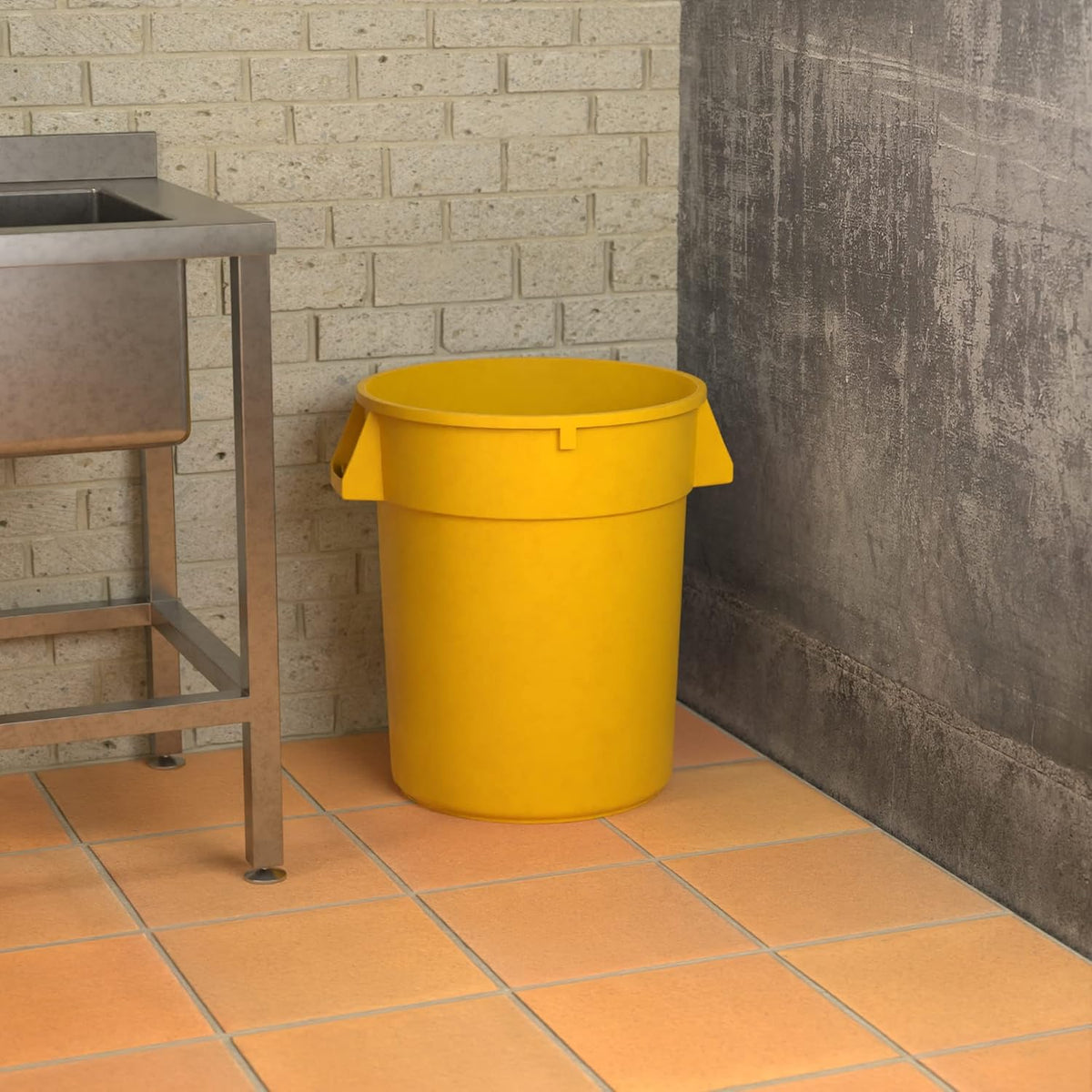 32 Gallon Yellow Round Commercial Trash Can