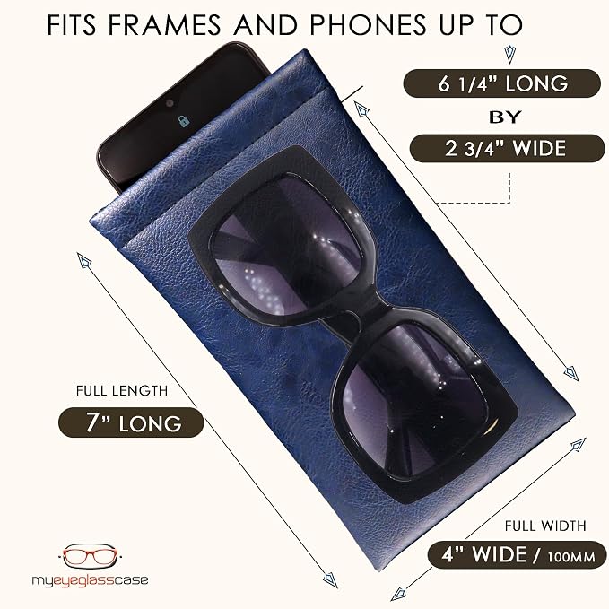 Soft Sunglasses case | Large Glasses Case Holder - Eyeglass Pouch Squeeze Top | Glasses pouch Lightweight Extra Layers