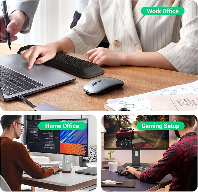 MEKASS Keyboard Wrist Rest for 60% Compact Keyboard, Ergonomic Soft Memory Foam Wrist Support with Non-Slip Silicone Base, Keyboard Pad Relieve Wrist Pain from Laptop, Computer, Typing(Classic Black)