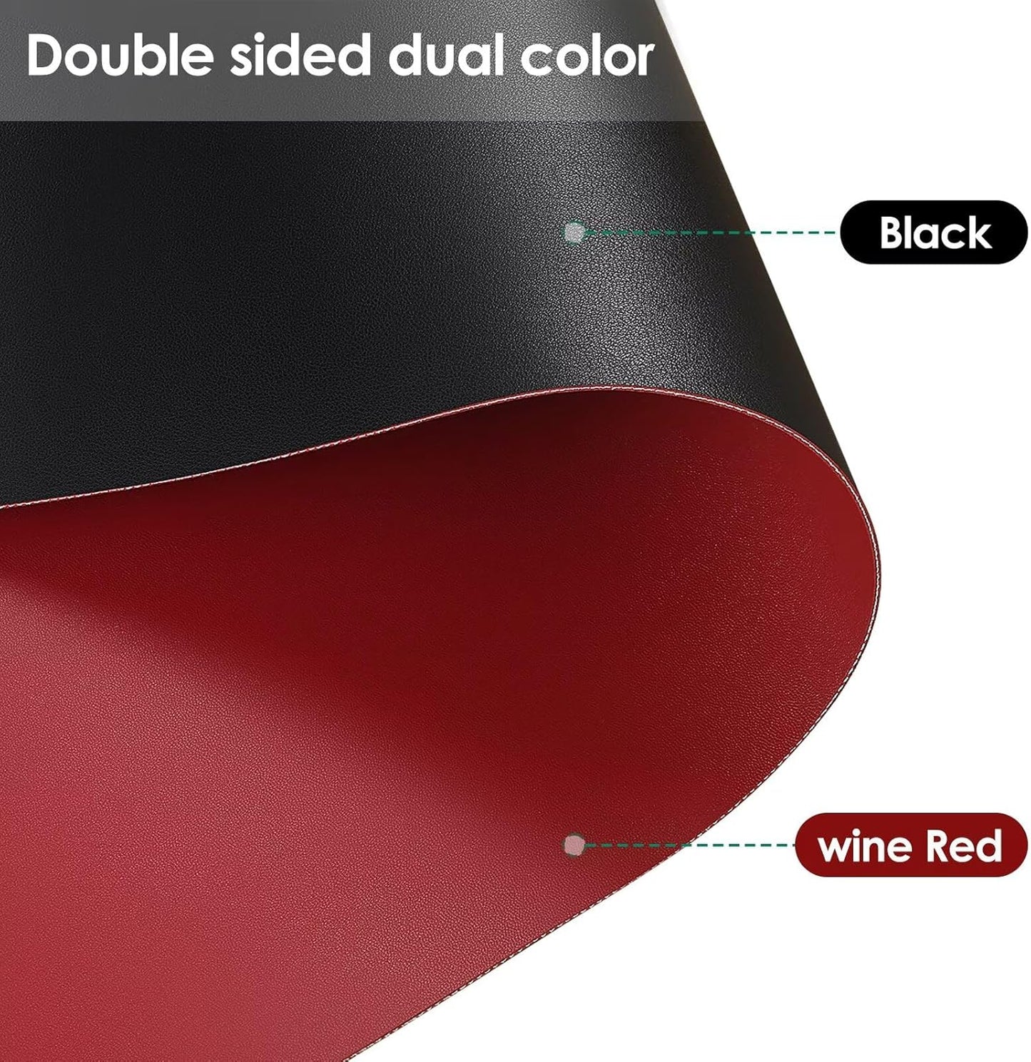 Leather Dresser Cover,1.8mm Thick,14x96 Inch,Dresser Protector Top,Dresser Top Protector,Dresser Cover Top,Dresser Top Cover,Dresser Cover Top for Bedroom.(Black+Wine Red,14x96)