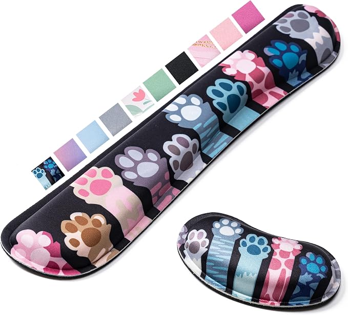Keyboard Wrist Rest,Ergonomic Wrist Support for Keyboard,Cat Paw Style | Computer Wrist Rest,Superfine Fabric and Gel Memory Foam Wrist Pad,Easy Typing&Pain Relief,Suitable for Office,Family