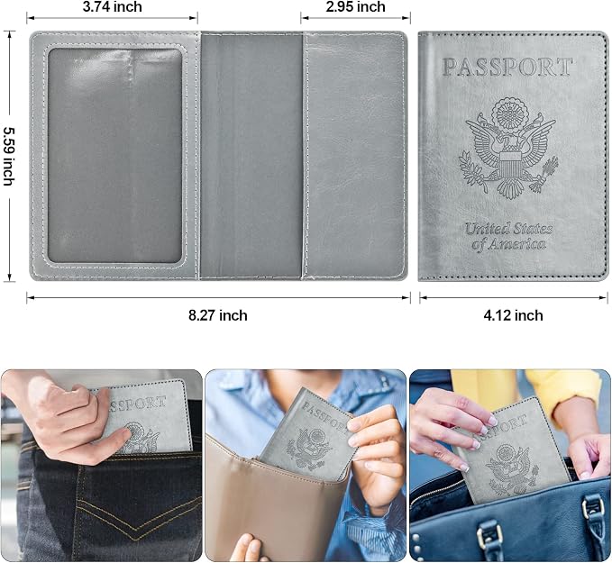 Eoehro Passport Holder for Travel Essentials-2Pack, Passport Wallet Cover Case for Travel Must Haves Accessories,Passport Book Holders for Women and Men