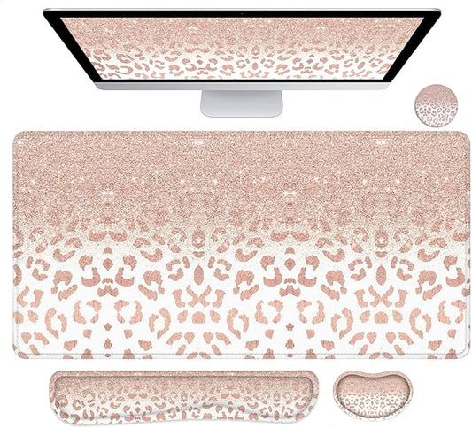 Lateefah Desk Mat, Mouse Pad with Wrist Rest, 4-in-1 Large Mouse Pads for Desk, Ergonomic Mouse Pad and Keyboard Wrist Rest Gaming Keyboard Mat for Office, Home