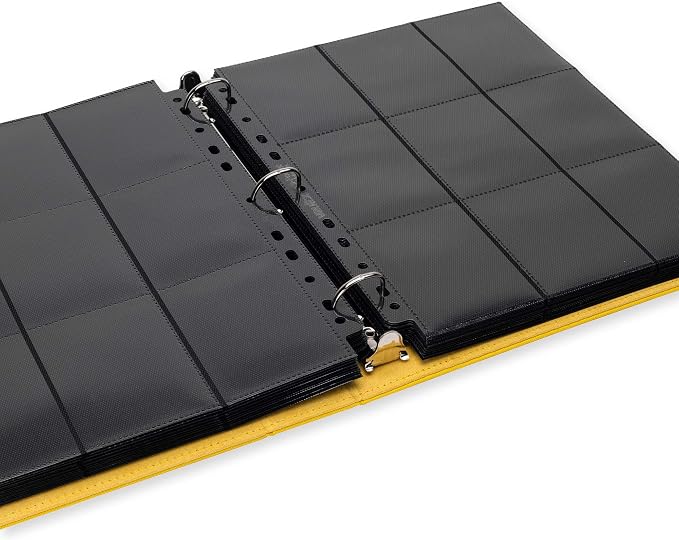Vault X Slim Ring Binder, 540 Cards, fits 9 Pocket Pages, Exo-Tec Material, 3 D-Ring Folder, for Trading Cards (Yellow)