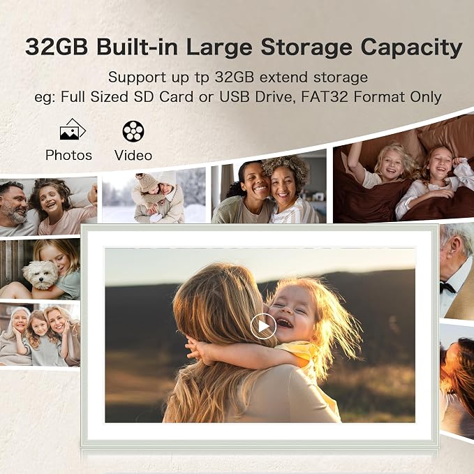 Frameo 15.6" Digital Picture Frame WiFi, Large Digital Photo Frame, 1920*1080 IPS FHD Touchscreen, 32GB Storage, Instant Share Photo Video, Wall-Mountable & Tabletop Display, Gift for Mom