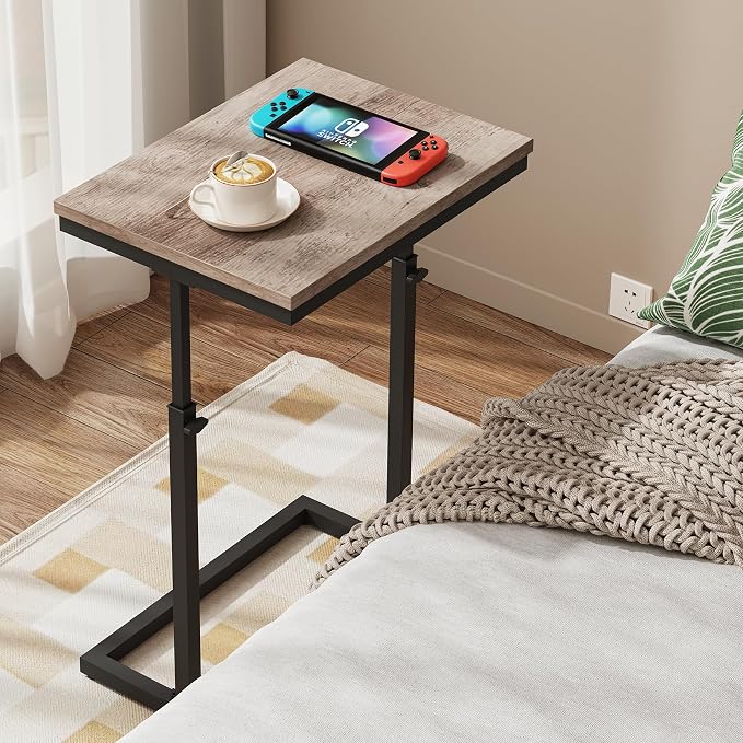 TUTOTAK End Table, Side Table, Tall Couch Table, Sofa Table | for Living Room, Bedroom, Greige TB01BG083P