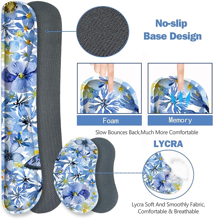 ToLuLu Gaming Mouse Pad, Ergonomic Keyboard Mouse Wrist Rest Support Set | Large Extended Desk Mat with Stitched Edges, Non-Slip Base Memory Foam Mousepad for Home Office Game Study, Butterfly Flower