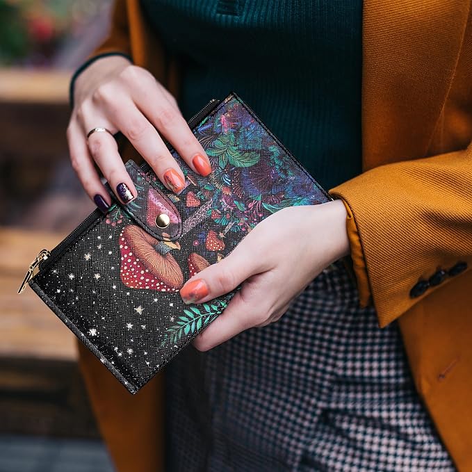 Travelambo RFID Wallet Women Large Size Bifold Multi Card Wallet Case with Zipper Pocke Credit Card Holder for Women