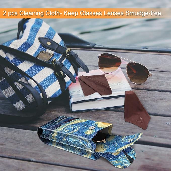 FINTIE Double Glasses Case with Carabiner Hook, Portable Vegan Leather Eyeglass Case Anti-scratch Sunglasses Pouch