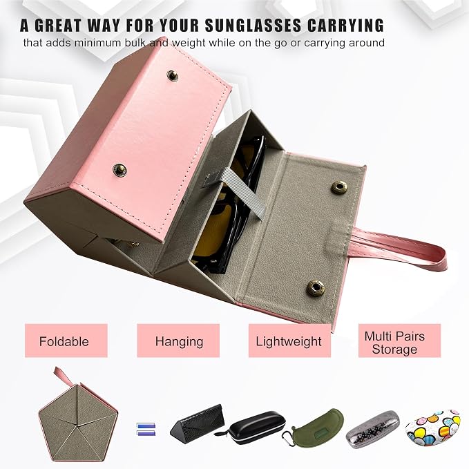 Longjet Sunglasses Organizer Travel Glasses Case 5 Slots Multiple Pairs Eyeglasses Storage Box Hanging Eyewear Holder