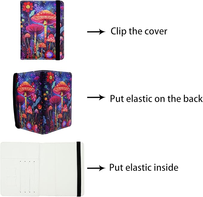 Passport Holder for Women and Men PU Leather Passport Cover for Travel (Mushroom)