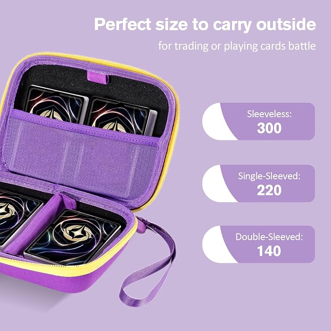 ProCase Collectible Trading Card Case, Hard Travel Carrying Storage Box Holds 300+ Cards for MTG, TCG, Yu-Gi-Oh, Lorcana, Holder Organizer with Removable Divider and Multiple Color Options -Purple