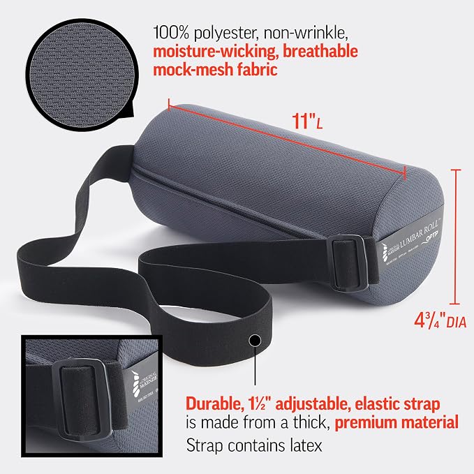 OPTP The Original McKenzie Lumbar Roll – Firm Density Low Back Support | USA-made, lumbar support for office chair & car seat back support, the preferred lumbar pillow by physical therapists