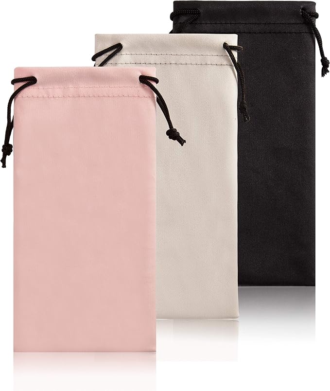 TRIUMPH VISION Glasses Case Soft Eyeglass Case Sunglass Pouch Cloth 3 Pack | Thick Microfiber Pouch Drawstring Pouch Eye Glass Bag Sunglasses Sleeve Storage, Lens Protection Cover,Cleaning Lens Screen