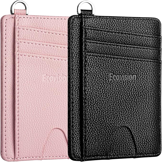 Slim Minimalist Front Pocket Wallet, RFID Blocking Credit Card Holder Wallet with Detachable D-Shackle for Men Women
