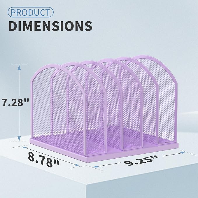Gawerk 5-Section Vertical Desktop Organizer, 6-Section Mesh File Folder Stand Sorter for Office Home Classroom Organization