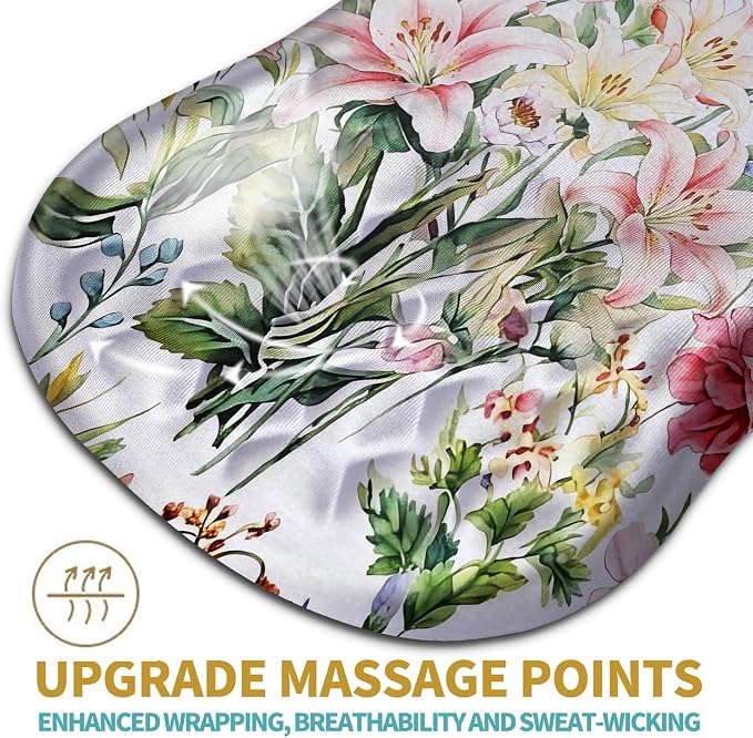 Hokafenle Ergonomic Mouse Pad Wrist Support with Massage Design, Wrist Rest Pain Relief Mousepad with Memory Foam&Non-Slip PU Base, Mouse Pads for Wireless Mouse & Desk (12x8 inch,Colorful Flowers)