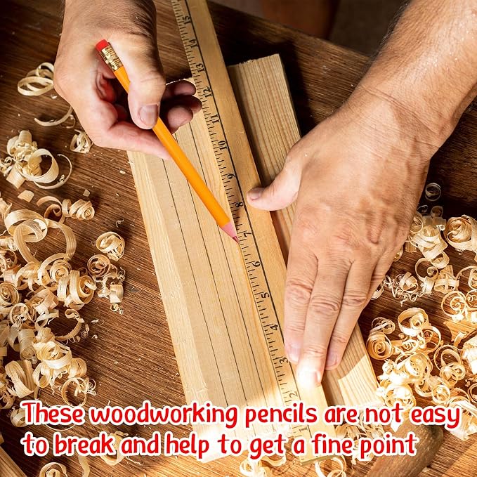 Fainne 48 Pcs Jumbo Pencil, Wooden Pencil with Black Core for Carpenters Construction Workers Woodworkers Framers Beginners Students Teachers DIY Project(Orange,Round)