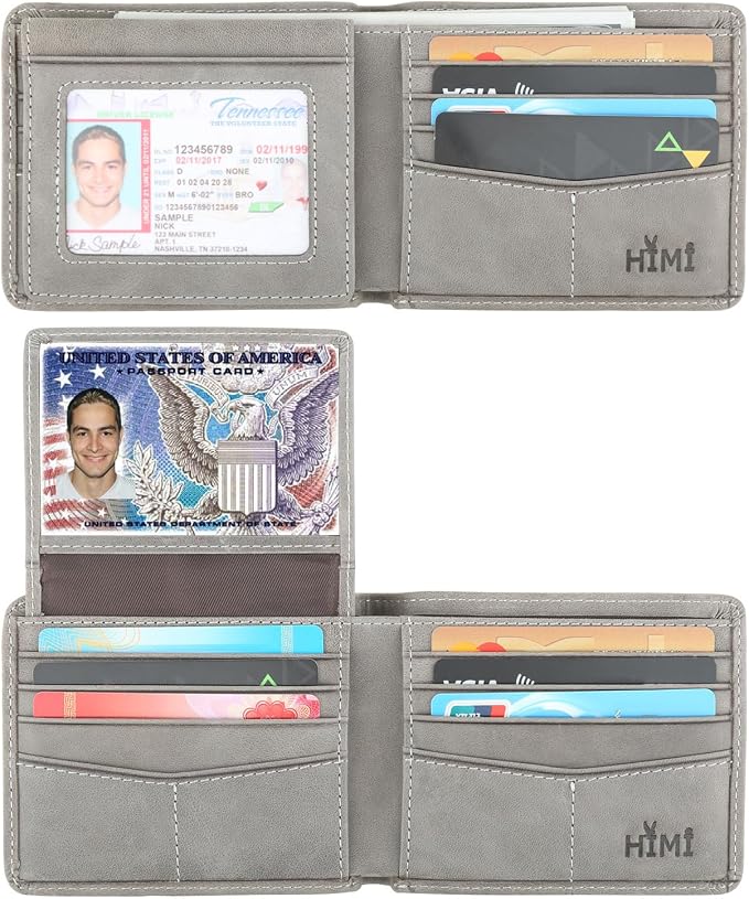 HIMI Wallet for Men-Genuine Leather RFID Blocking Bifold Stylish Wallet With 2 ID Window