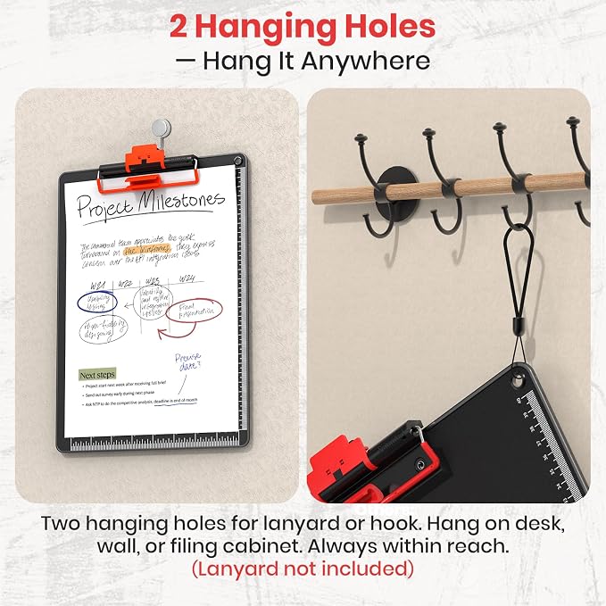 Clipboard with Pen Holder, Aluminum Frame & 2-in-1 Upgraded Clip, A4 Size 12.5 x 9 Inch, Heavy Duty Portable Writing Board with Anti-Slip Backing, for Office School Classroom Doctor Coach(2 Pack)
