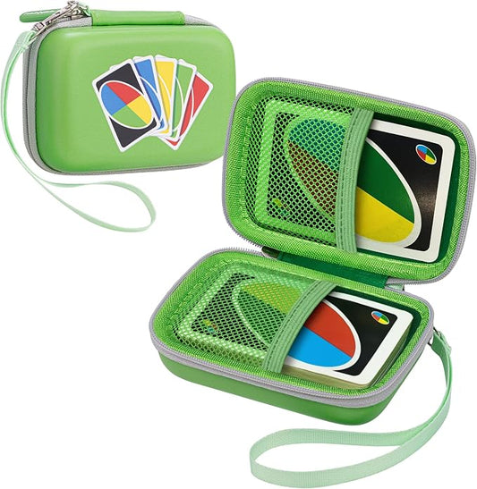 Leayjeen Cards Case Compatible with Skip BO/UNO/Pokemon/Phase 10 Card Game,Fits Up to 108 Cards,Carrying Storage Bag for Travel-Green(Case Only)