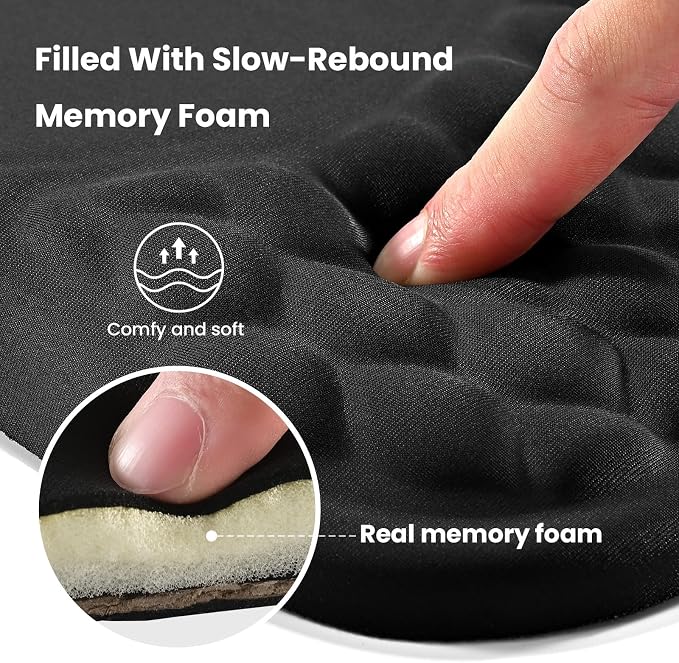 EooCoo Massage Ergonomic Mouse Pad with Dual-Slope Design Wrist Rest | Carpal Tunnel Relief, Memory Foam Wrist Rest, Non-Slip PU Base, Office Desk Accessories