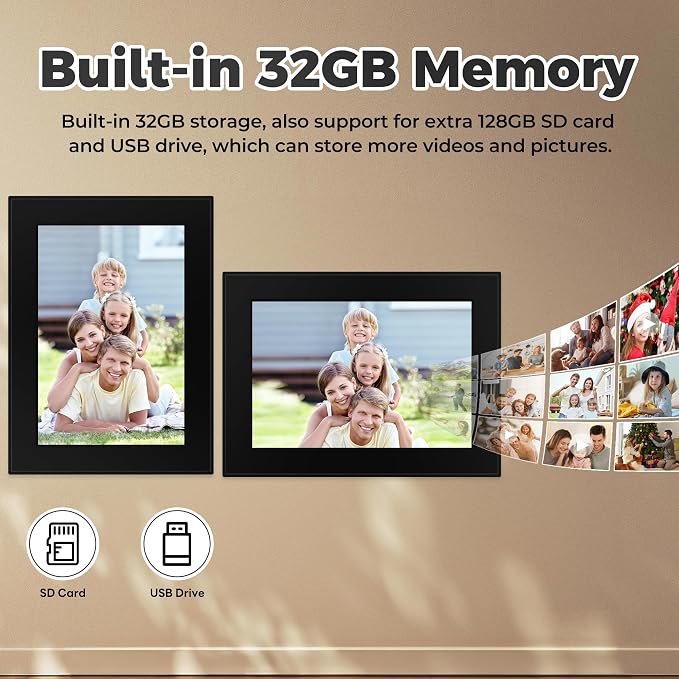 32GB FRAMEO 10.1 Inch Smart WiFi Digital Photo Frame 1280x800 IPS LCD Touch Screen, Auto-Rotation, Share Moments Instantly via Frameo App from Anywhere, Support Schedule Adding & Calendar Display