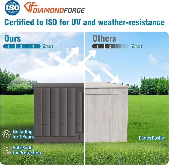 Outdoor Storage Box, 60 Gallon Waterproof Deck Box, Lockable Storage Container, Built-in Reinforcing Metal Rod Outside Resin Bin for Patio, Garden, Poolside and Garage