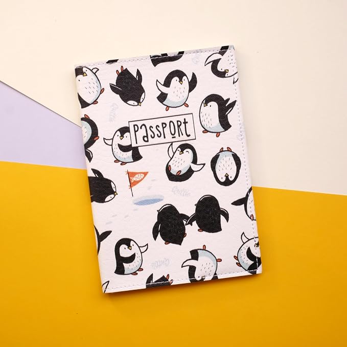 Passport Cover for Kids, Women and Men, Cute Travel Passport Holder (Penguin Pattern)