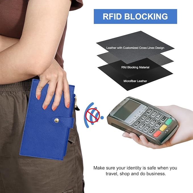 Travelambo RFID Wallet Women Large Size Bifold Multi Card Wallet Case with Zipper Pocke Credit Card Holder for Women