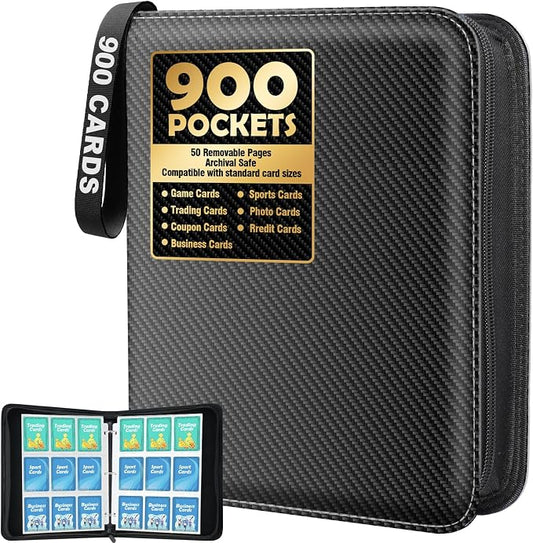 Card Binder 9 Pocket, 900 Pockets Card Holder Compatible with Game Cards Gift for Girls and Boys, Trading Card Binder Album Case Book Storage For Photocards, Large,Black