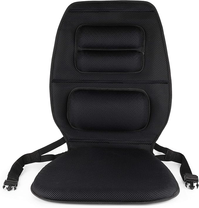 FOMI Premium Gel Cushion and Firm Back Support | Seat Cushion Pad and Upper Lower Thoracic and Lumbar Pillow for Car, Office Chair | Pressure Sore, Coccyx Pain Relief | Posture Aid (Grid Gel)