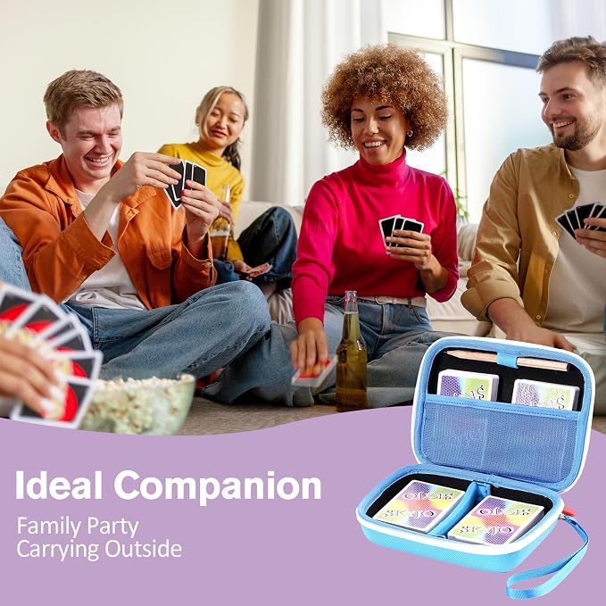 ProCase Hard Playing Card Game Carrying Case, Travel Storage Box Holds 300+ Trading Cards, Bag Holder for Classic Board Game UNO, Five Crowns，SKYJO, PlayMonster and More (Case Only) -Blue
