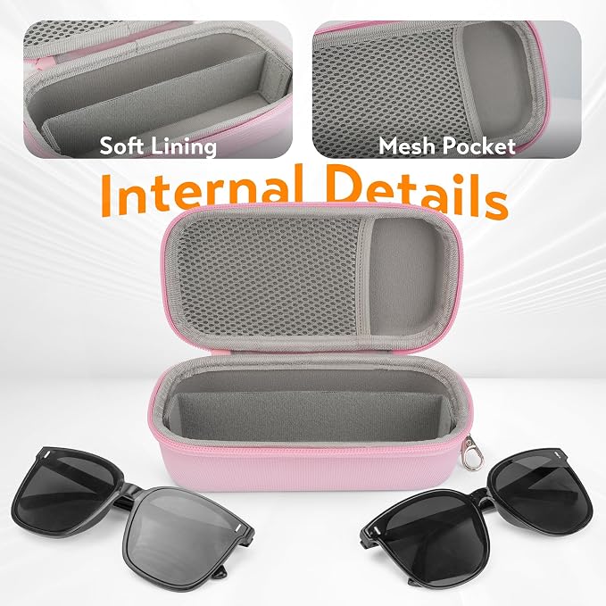 Double Eyeglasses Case, Hard Shell Dual Glasses Case Travel Sunglasses Organizer for Men Women