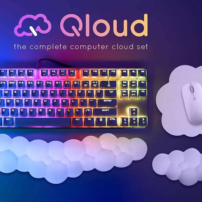 Green Cloud Keyboard Wrist Rest – Create-ables Qloud Green Wrist Rest for Computer Keyboard and Mouse, Ergonomic Memory Foam Wrist Pad with Non-Slip Base, Includes Cloud Mouse Pad
