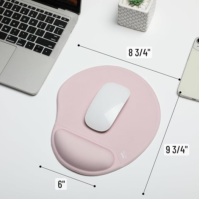 Mr. Pen- Ergonomic Mouse Pad with Wrist Rest | Blush Pink Breathable Fabric with Memory Foam Cushion, Non-Slip Rubber Base, Gel Mouse Pad with Wrist Support
