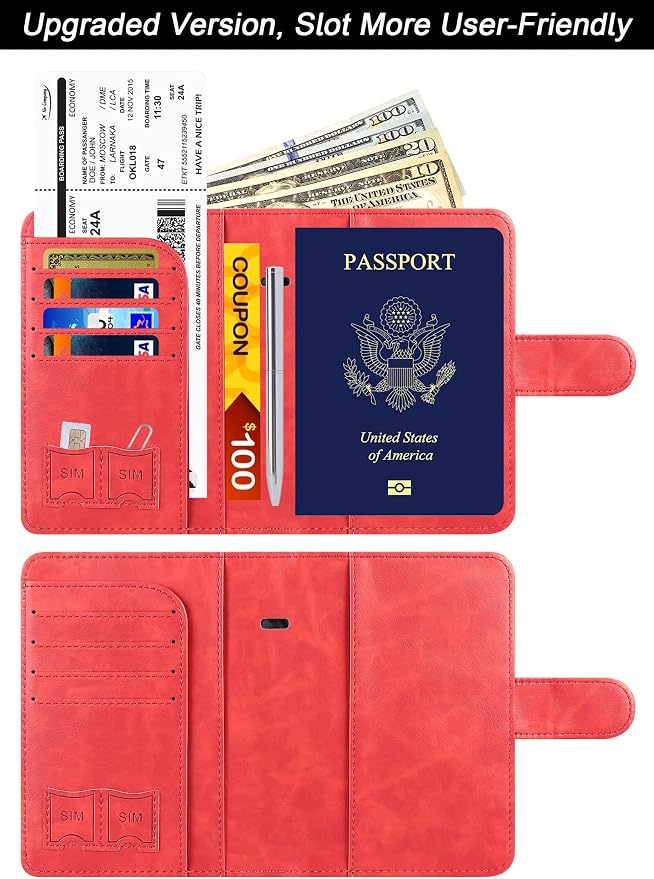 LOHASLIFE Passport Holder for Travel Essentials, Passport Cover Wallet | Leather Rfid Blocking Card Case, Travel Accessories, Vacation Luggage Must Haves, for Men Women
