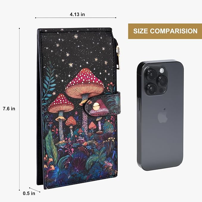 Travelambo RFID Wallet Women Large Size Bifold Multi Card Wallet Case with Zipper Pocke Credit Card Holder for Women
