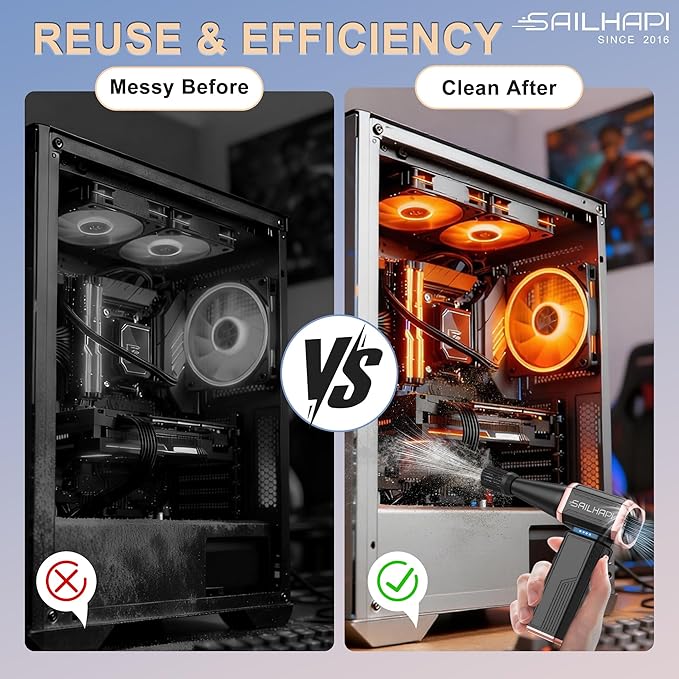 Electric Air Duster, 300000RPM High-Speed Cordless Blower for Barber with Variable Speed & Brushless Motor, Portable Mini Blower for Keyboard, PC, Computer, Replaces Canned Air, Gifts for Men