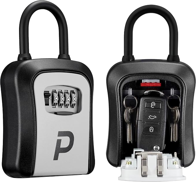 Puroma Key Lock Box Large Outdoor Code Safe Portable Safe Box Rental Home | Outside, Portable, Wall Mount, Doorknob, Resettable, Combination, Weatherproof, High-capacity, Hold 5 Keys, for Guest Realtor