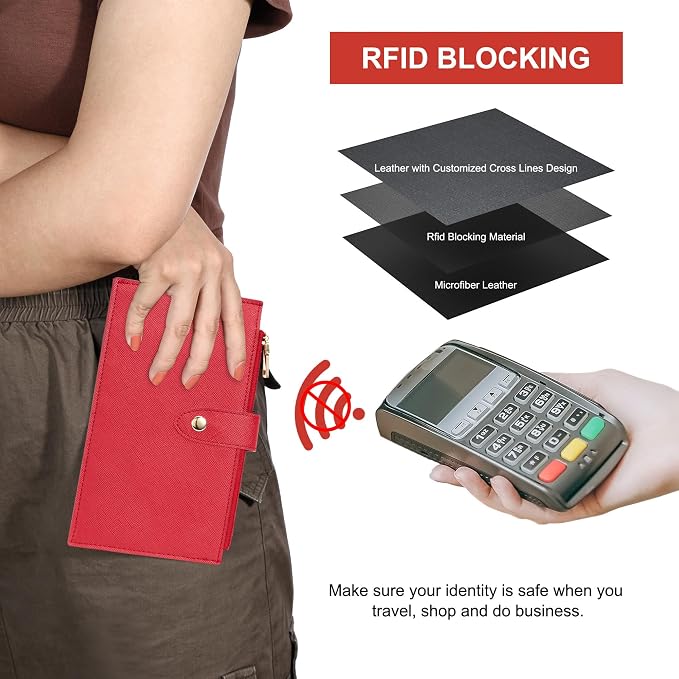Travelambo RFID Wallet Women Large Size Bifold Multi Card Wallet Case with Zipper Pocke Credit Card Holder for Women